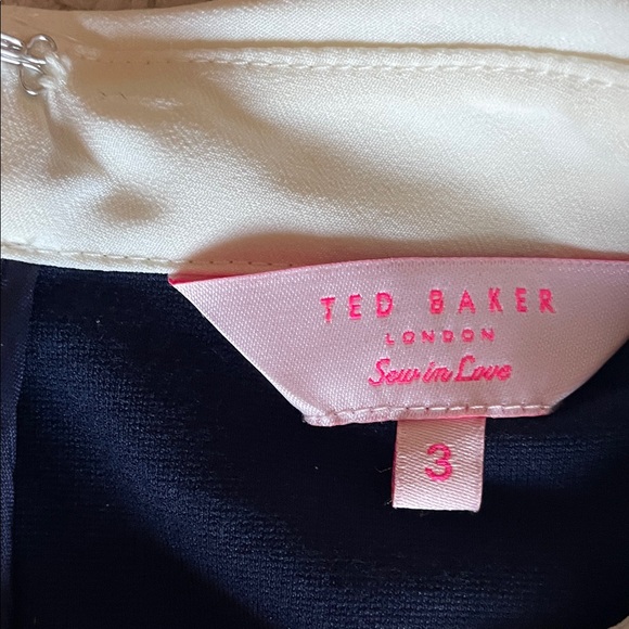 Ted Baker London UK 3 (US6-8) Navy Mini Dress Jeweled collar holiday party dress - Picture 2 of 12